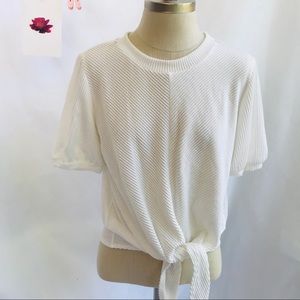 Anthropologie W5 puff sleeve, front tie top.